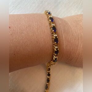 Avon Tennis Bracelet w/ Sapphire Blue‎ Colored Crystals Vintage